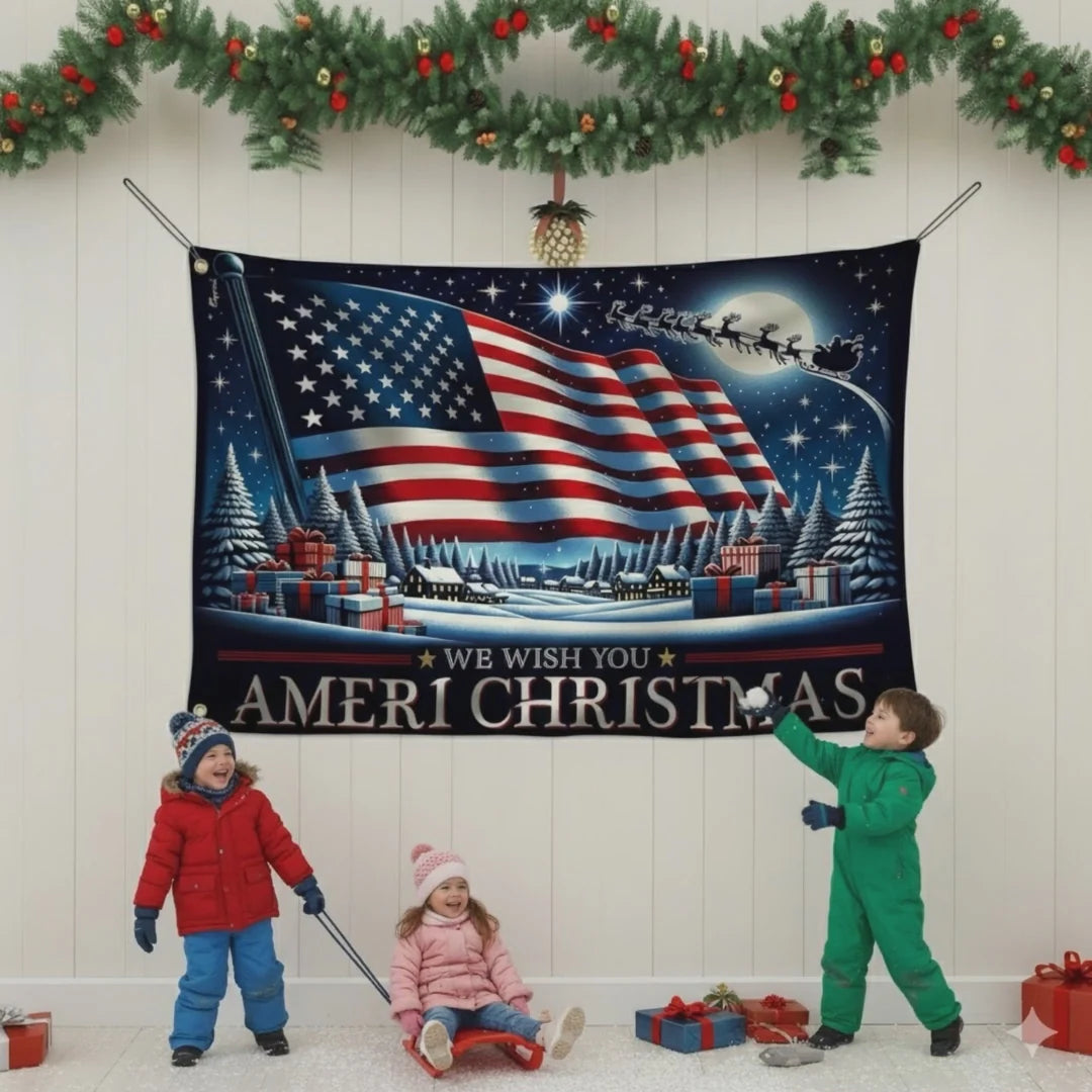 Festive Ameri Christmas Banner Flag