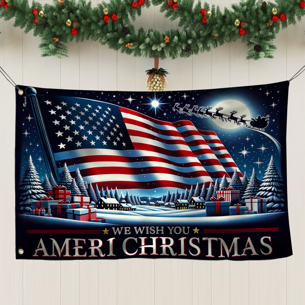 Festive Ameri Christmas Banner Flag